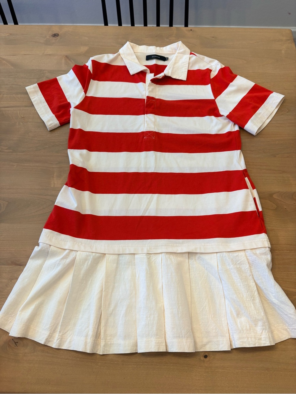 Striped Red and White Mini Polo Dress